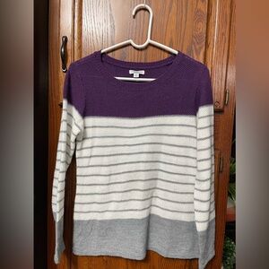Croft & Barrow Purple and Gray Striped Sweater
